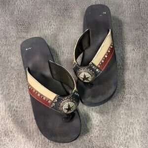Western Texan Flag Platform Studded Sandals